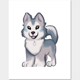 Cute Siberian Husky Drawing Posters and Art